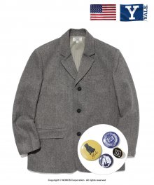 ( YALE X GANT CO-OP) WOOL HERRING BONE SPORTS COAT CHARCOAL