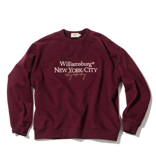 윌리엄스버그 뉴욕시티(WILLIAMSBURG NEWYORK CITY) Lettering Logo Brushed Sweat Shirt_Wine