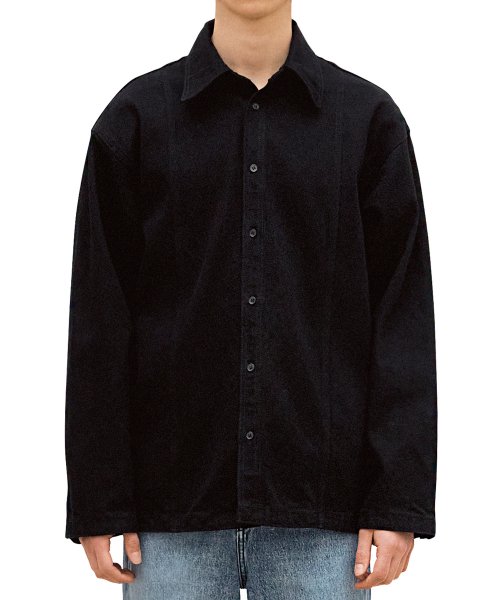 Джинсовая куртка-рубашка semi-overfit с карманами (BLACK)