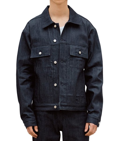 Свободная джинсовка из сырого денима Dark Blue