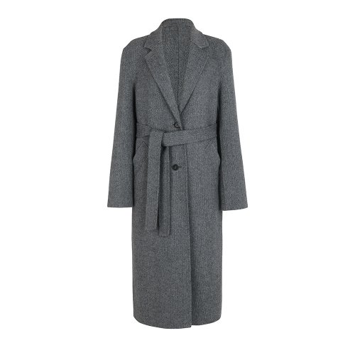Длинное пальто ручной работы в елочку (Grey)