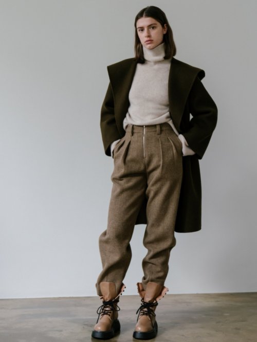 Брюки зауженные из шерсти альпака_Beige