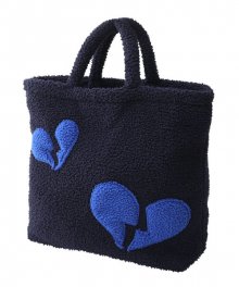 Heart Fleece Tote Bag Navy