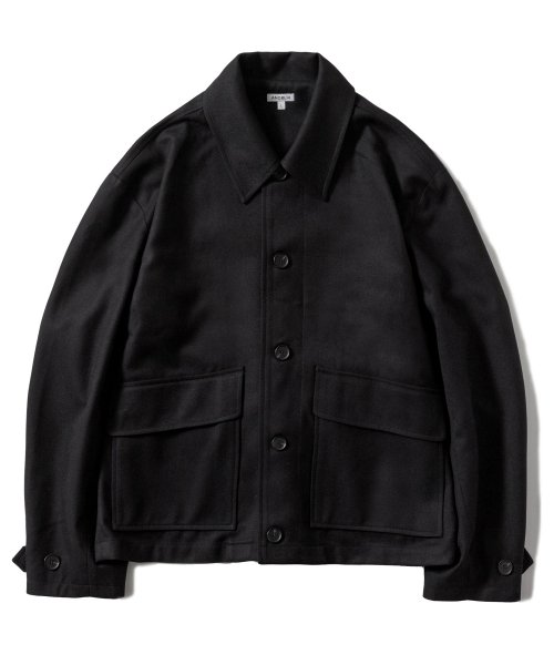 MUSINSA | ANOBLIR Semi Overfit Inverted Flap Pocket Cropped Jacket [Black]