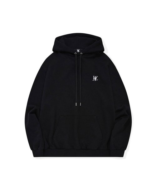 MUSINSA | WOOALONG Signature standard hoodie - BLACK