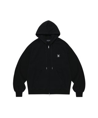 우알롱(WOOALONG) Signature hood zip-up - BLACK