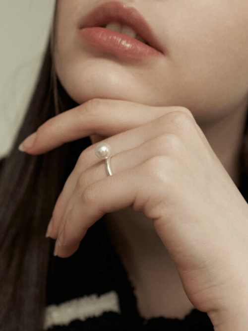 KINDABABY - (2size) simple swarovski pearl silver ring
