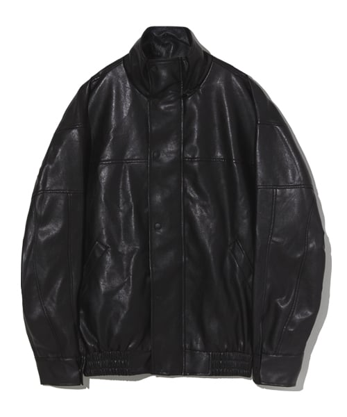 MUSINSA | VTWO 8024 VEGAN LEATHER OVERSIZED JACKET_BLACK