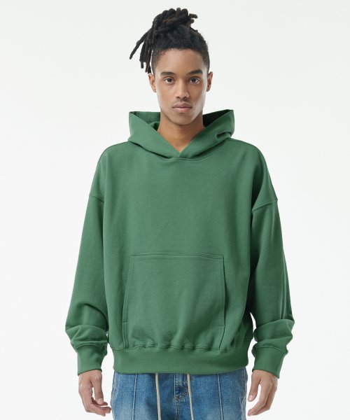 MUSINSA ATTENTIONROW 22SS01AT28 CROPPED HOODED SWEATSHIRT DEEP GREEN