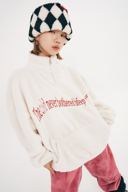wavy fur half zipup (unisex) _white
