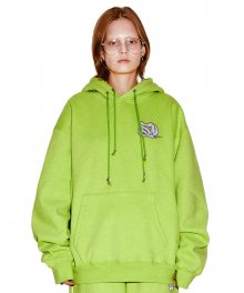 Monogram Satin Applique Hoodie Lime