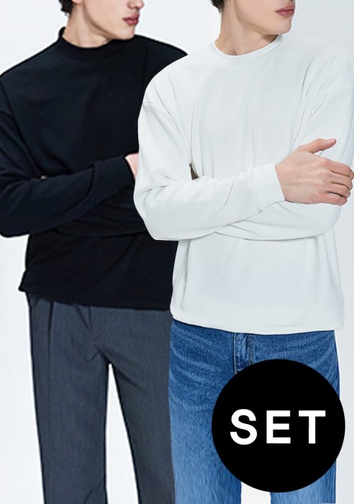 라이크더모스트(likethemost) [세트상품] 베이직 라운드+하프넥 니트