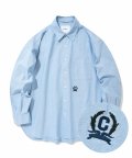 프레피 C로고 오버핏 옥스포드 셔츠 라이트 블루