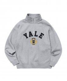 FELT EMBLEM LOGO HALF ZIP UP GRAY