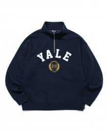 FELT EMBLEM LOGO HALF ZIP UP NAVY