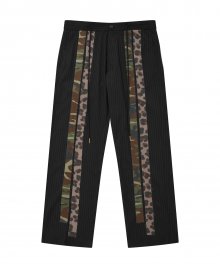 Pattern Mixed Stripe Trousers [Black]