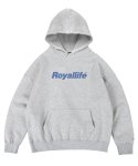 로얄라이프(ROYALLIFE) RLPH900 오리지널 로고 기모 후드티 - 그레이/블루