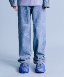 LINE CIRCLE DENIM PANTS BLUE