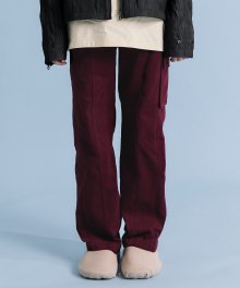 ONE POCKET IRVING WIDE CARGO PANTS BURGUNDY