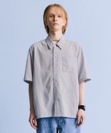 WAFFLE JACQUARD HALF SHIRT GREY