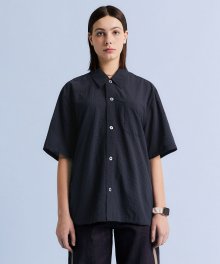 WAFFLE JACQUARD HALF SHIRT NAVY