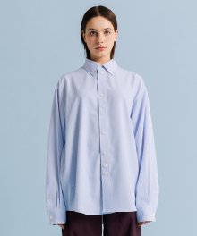 BUTTON POINT STRIPE SHIRT BLUE