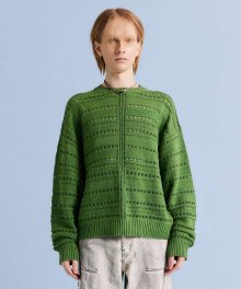 META PUNCHING KNIT SWEATER GREEN