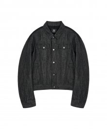 MIX SWEAT DENIM JACKET BLACK