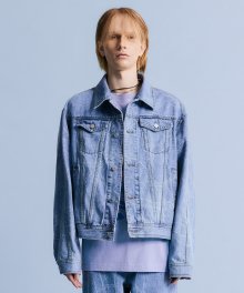 LINE CIRCLE DENIM JACKET BLUE