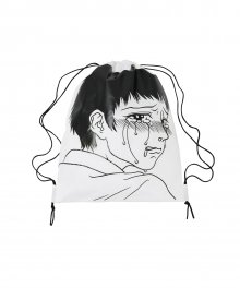 Crying Boy Drawstring Bag [White]