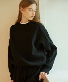 Rib Block Over-fit Sweatshirt - Black