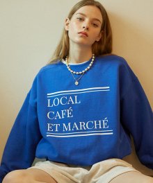 Cafe Lettering Sweatshirt - Blue