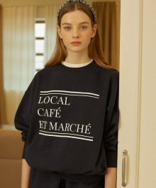 Cafe Lettering Sweatshirt - Navy