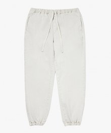 GARMENT DYED STRETCH COTTON JOGGER PANTS-CREAM