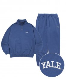 [ONEMILE WEAR] SMALL ARCH HALF ZIP UP+SWEAT PANTS VTG BLUE