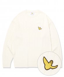 [22FW]ANGEL CABLE CREWNECK KINT IVORY