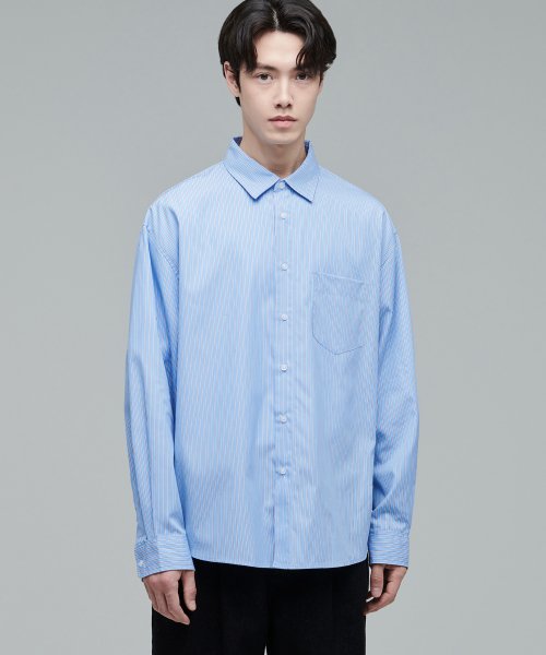 MUSINSA | MUSINSA STANDARD STRIPE OVERSIZED POPLIN SHIRT [BLUE STRIPE]