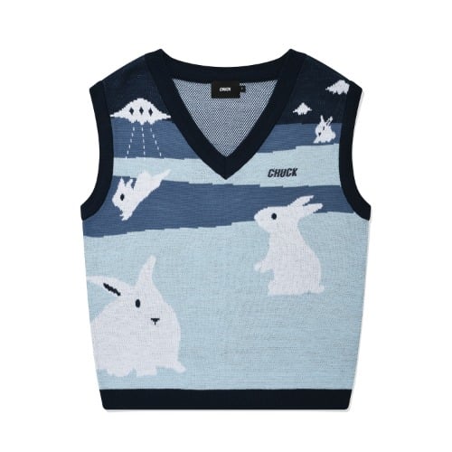 MUSINSA | CHUCK Universe Rabbit Knit Vest (Navy)