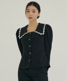 KACK BIG LACE-COLLAR BLOUSE BLACK