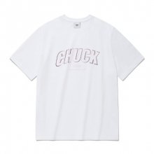 시그니처 라인 로고 티셔츠 (화이트&핑크)