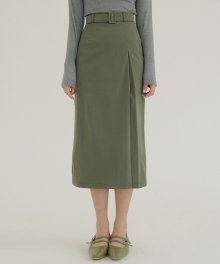 KACK ONE PINTUCK BELT SKIRT KHAKI