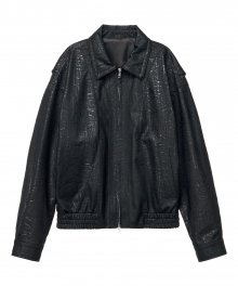 WRINKLED LEATHER BLOUSON (BLACK)