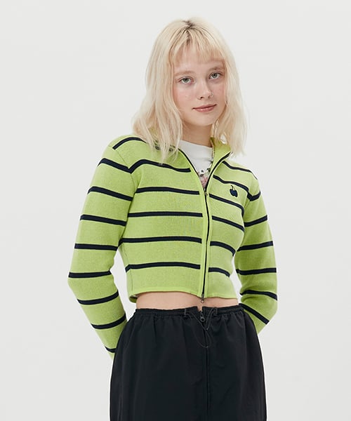 키르시() 두들 체리 크롭 집업 가디건 [라임] 상품 이미지