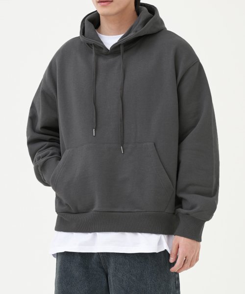 MUSINSA | TOFFEE ESSENTIAL HOODED SWEATSHIRT (CHARCOAL)