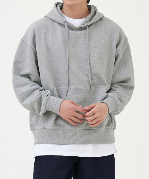 MUSINSA | TOFFEE ESSENTIAL HOODED SWEATSHIRT (MELANGE GRAY)