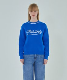 LETTERING KNIT PULLOVER blue