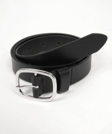 Round Ring Cowhide Belt in Black