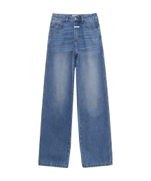 W HIGH STRAIGHT DENIM PANTS blue