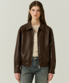 FAUX Leather Crop Bomber in Brown