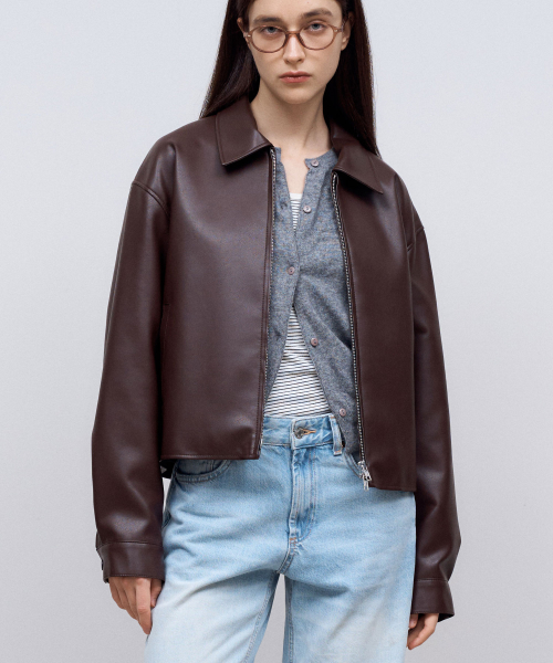 FAUX Leather Crop Single in Brown